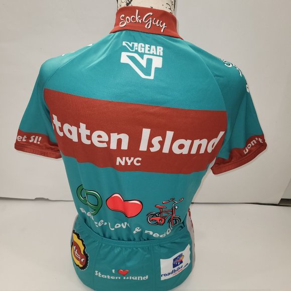 V-Gear Staten Island Cycling Jersey Peace, Love & Pedals Men's Aqua NEW Sizes - Picture 4 of 9